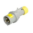 16A 2 Pole + Earth 110V Plug IP44 rated in Grey with Yellow, Lewden PM16/1000FPB Plug