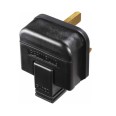 13A 3 Pin UK Plug in black, Sleeved Heavy Duty Single Plug Black