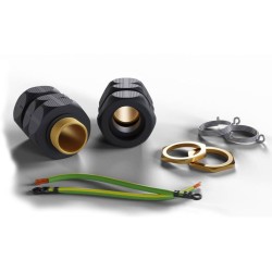 25 SWA M25 ShieldGland Kit with Brass Locknut, E-spring, and Earth Fly Lead IP68 Clamping Range 17-68mm