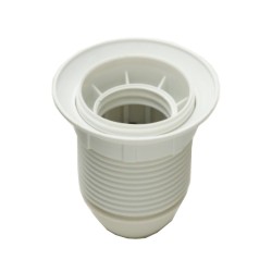 ES/E27 Plastic Lampholder 10mm Entry with Shade Ring in White