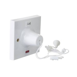 45A Double Pole Ceiling Pull Cord Switch with Neon Indicator White Plastic BG Nexus 803