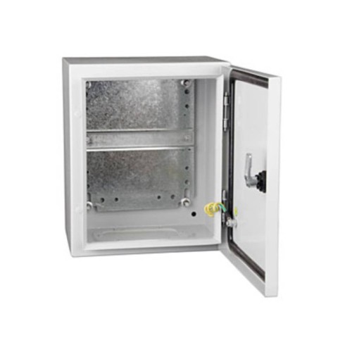 IP65 rated Wall Mounted Steel Enclosure 300mm x 300mm x 150mm with Reversible Door and Recessed Gland Plate