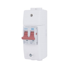 100A 2 Pole Mains Isolator Switch with White Plastic Enclosure for Isolation between DNO and Consumer Unit