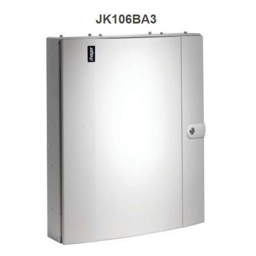 Hager JK106BA3 Invicta 125A 6 Way TPN Distribution Board Amendment 3 with Plain Door Type B