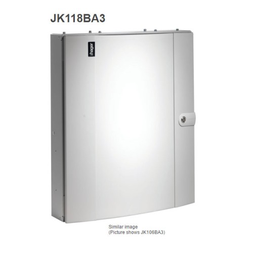 Hager JK118BA3 Invicta 125A 18 Way TPN Distribution Board Amendment 3 with Plain Door Type B