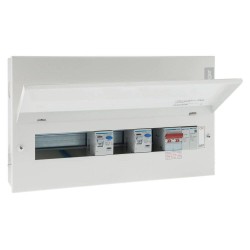 Hager VML910CUSPD 10 Way Dual RCD High Integrity Configurable Consumer Unit Switch 2 x 100A 30mA RCCB with Type A SPD