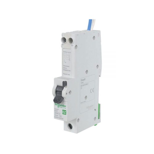 Schneider EZ9D16820 Easy9 20A RCD 1 Pole + Neutral 6kA 30mA type B RCBO with Overcurrent Protection