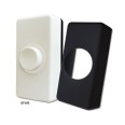 Wired Surface-mounted White Bell Push with White and Black Covers, Concealed Fixing Holes, IP20 28x18x55mm