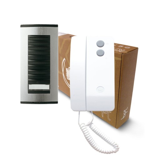 BPT 1 Way Audio Door Entry Kit: Targha 1 Button Panel + 1 White Agata Handset Kit