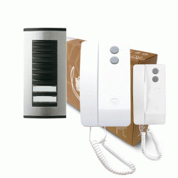 BPT 2 Way Audio Door Entry Kit: Targha 2 Button Panel + 2 White Agata Handsets Kit
