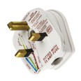 MK 647WHI Non-standard 3 Pin 13A Safety Plug in White Plastic, Fused Male White Plug for Non-Standard Sockets