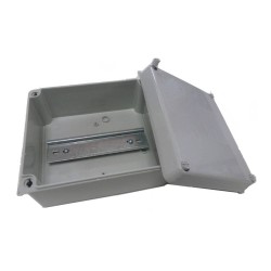 Surface Sealed Box with DIN Rail Light Grey 165mm x 145mm x 84mm IP65 rated, Wiska WIB3/DR
