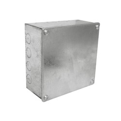 Adaptable Box with Knockouts 150 x 150 x 75mm, Galvanised Adaptable KO Box 6" x 6" x 3"