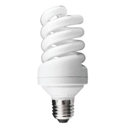 25W ES-E27 Compact Fluorescent T3 Spiral Lamp in Warm White 2700K 1600lm