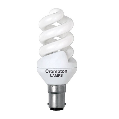 7W SBC-B15d Compact Fluorescent T3 Mini Spiral Lamp 380lm in Warm White 2700K