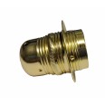 ES - E27 Brass Finish Lampholder with Shade Ring and 10mm Entry