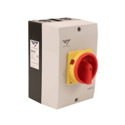 IP65 rated 40A 4 Pole Rotary Isolator Switch in Grey with Padlockable Handle, IMO Stag IS4P40 Isolator Switch
