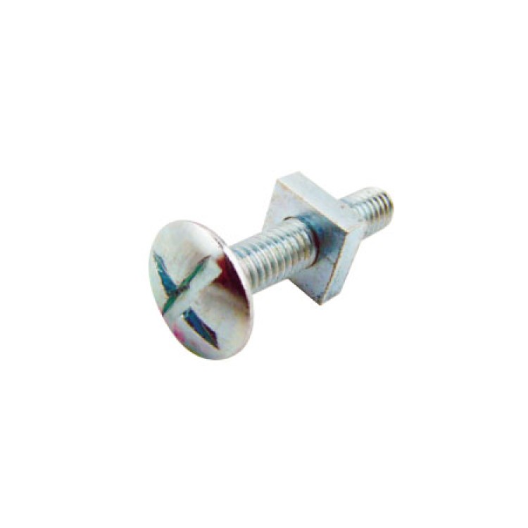 Roofing Bolt and Nut BZP Bright Zinc Plated Fixing Roof Mushroom Head Square 