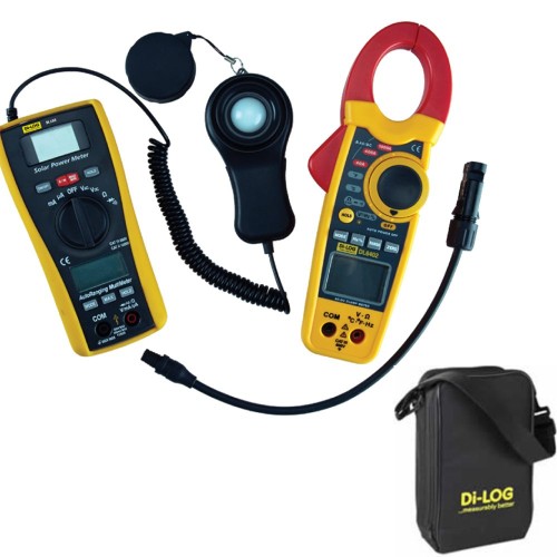DiLog SL300 Advanced Solar PV Test Kit Bundle: SL102 Irradiance Meter + DL6402 AC/DC Current Clamp Meter + Case