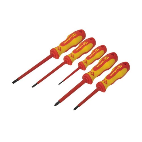 CK Tools T4729 Triton XLS 1000V Insulated Screwdriver Set of 5 with Slotted Parallel, PZ1, and PZ2 Screwdrivers