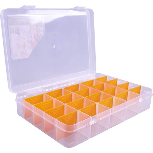 9 inch/230mm Beta Organiser Box 25 Compartments Polypropylene Clear Lid