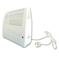 White 400W Frost Protection Convector Heater with Thermostat for Wall Mounting