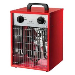 3kW Industrial Fan Heater IPX4 Portable Red Free Standing 3 Settings and Carrying Handle