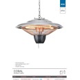 1.5kW Coral Pendant Heater with Pull Cord Switch IP34 in Silver for Outdoor Use Forum ZR-38529-SIL