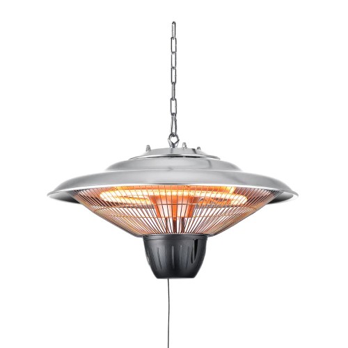 1.5kW Coral Pendant Heater with Pull Cord Switch IP34 in Silver for Outdoor Use Forum ZR-38529-SIL
