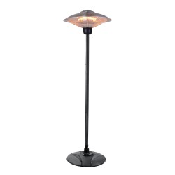 2kW Floor Standing Patio Heater with Pull Cord Switch IP34 in Silver for Outdoor, Garden Heater Forum ZR-38831-SIL