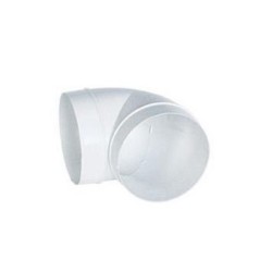 100mm/4inch 90 Degrees Round Bed with Male Spigots White PVC, Airflow 90000054
