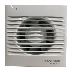 Low Profile 100mm Fan with Adjustable Timer for Kitchen / Bathroom, IP44 Envirovent Profile 100