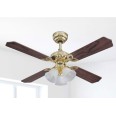 Westinghouse Ceiling Fan Princess Trio 105cm / 42" in Polished Brass with 4 Reversible Oak/Mahogany Blades and 3 Lights