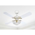 Westinghouse Ceiling Fan 105cm/42" Princess Trio in Polished Brass with Reversible 4 Blades White/White with Rattan and 3 Lights