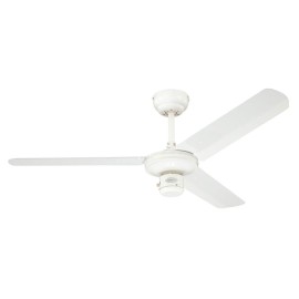 Westinghouse Industrial Ceiling Fan in White 122cm / 48 inch with 3 White Steel Blades and Pull Chain Switch