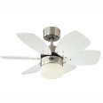 Westinghouse Ceiling Fan 76cm/30" Flora Royale Satin Chrome Ceiling Fan and Light with 6 Blades in Silver / White