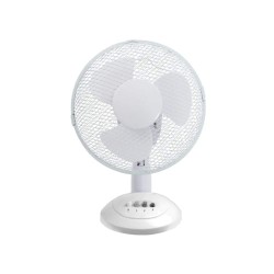 12 Inch 35W 3 Speed White Desk Fan Oscillating & Tiltable with Easy Clean Mesh Guard
