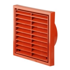 Fixed Louvre Grille Terracota Red 100mm Round Spigot External Wall Grille Manrose 1152T