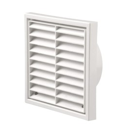 Fixed Louvre Grille White 150mm Round Spigot External Wall Grille Manrose 1192W