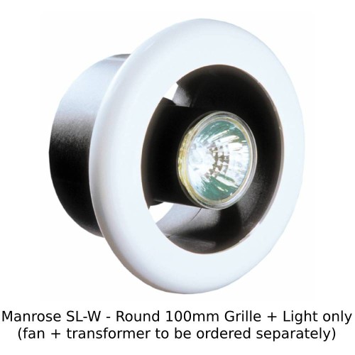 100mm Manrose SL-W Showerlite White Grille and Light for the Shower Inline 4 Inch Fans (Grille and Light only)