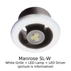 Manrose SL-W LED Showerlite 4 Inch White Grille and Light Only inc. Warm White LED and LED Driver