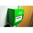 Green Emergency Door Release Call Point NO/NC Contacts Single Pole with a Surface Backbox