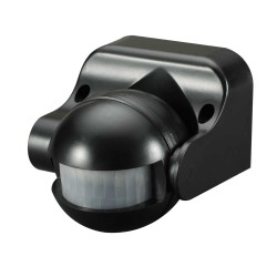 IP44 180 Degrees PIR Sensor in Black for Wall / Ceiling, Adjustable Lux and Time, max. 1200W inc/300W LED