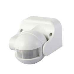 IP44 180 Degrees PIR Sensor in White for Wall / Ceiling, Adjustable Lux and Time, max. 1200W inc/300W LED