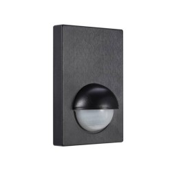 180 Degrees Wall-Mounted Rectangular PIR IP44 Rated in Black with 12m Detection