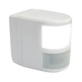 White PIR Detector with LED Comfort Light 180deg / 12m Detection for Wall or Ceiling Mounting