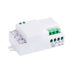 White Microwave Sensor 180/360 degrees for Wall (5-15m) or Ceiling (1-8m) max. 1200W IP20 rated 10s-12mins