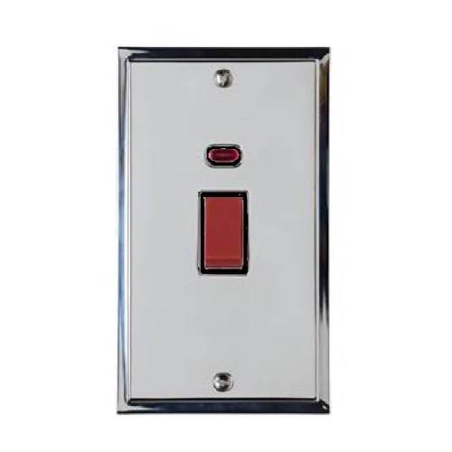 45A Red Rocker Cooker Switch with Neon (Twin Plate)