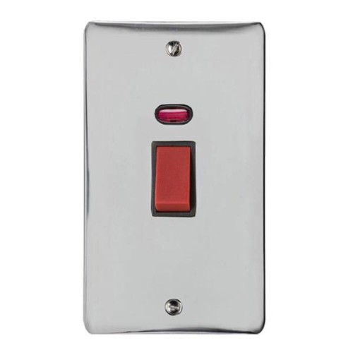 45A Red Rocker Cooker Switch with Neon (Twin Plate)