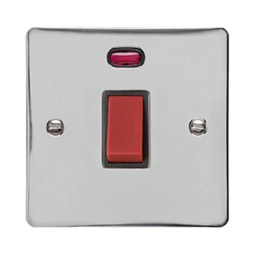 45A Red Rocker Cooker Switch with Neon (Single Plate)